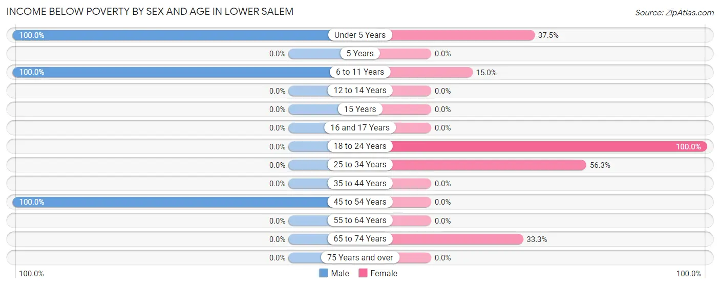 Income Below Poverty by Sex and Age in Lower Salem