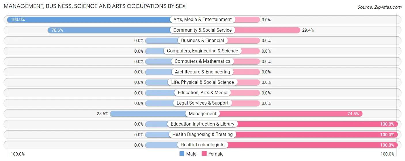 Management, Business, Science and Arts Occupations by Sex in Manchester