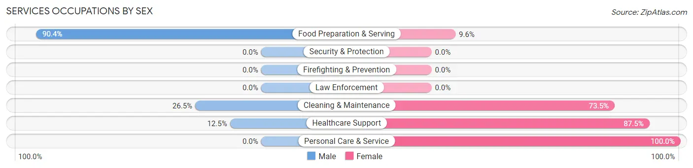 Services Occupations by Sex in Mantua