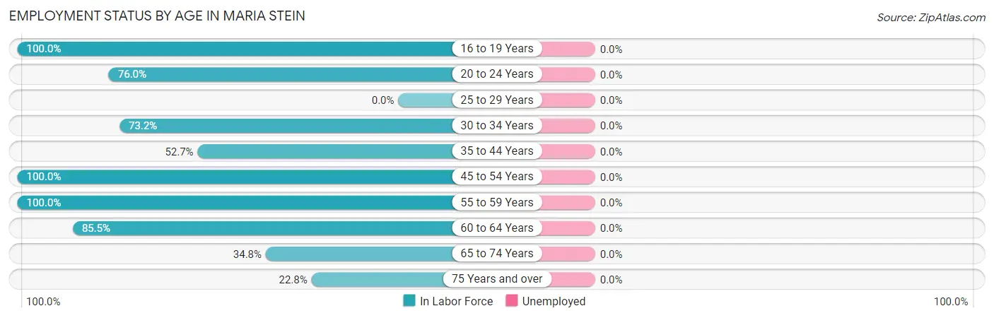 Employment Status by Age in Maria Stein