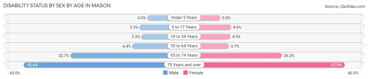 Disability Status by Sex by Age in Mason