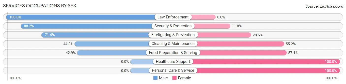 Services Occupations by Sex in Mechanicsburg