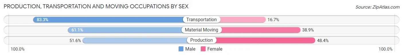 Production, Transportation and Moving Occupations by Sex in Mendon
