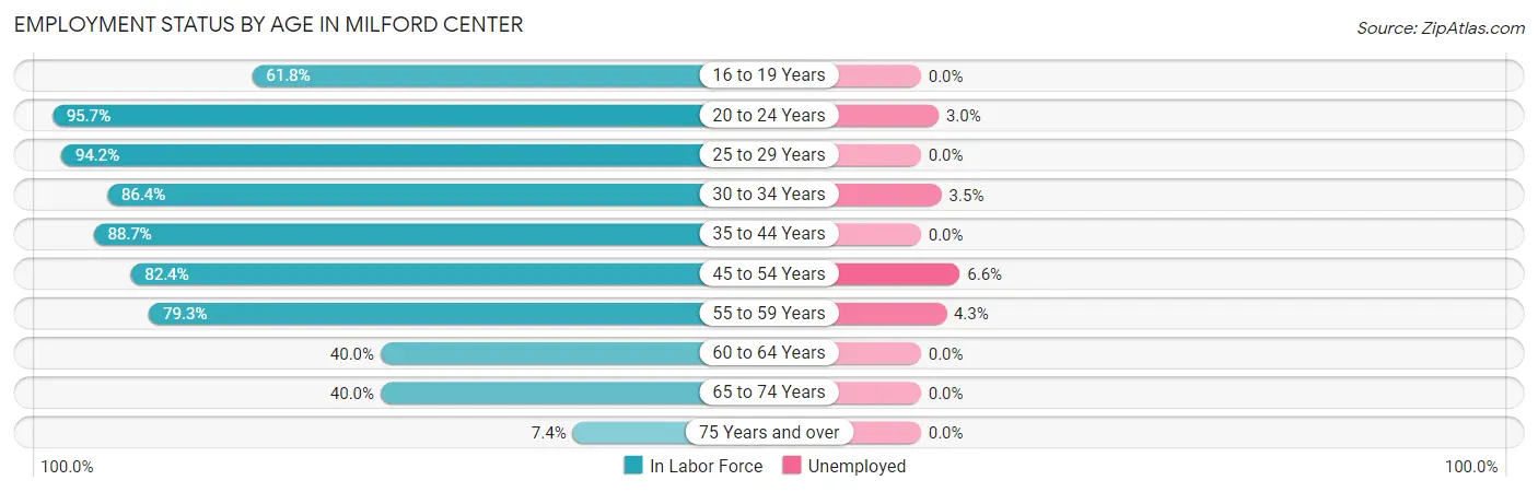 Employment Status by Age in Milford Center