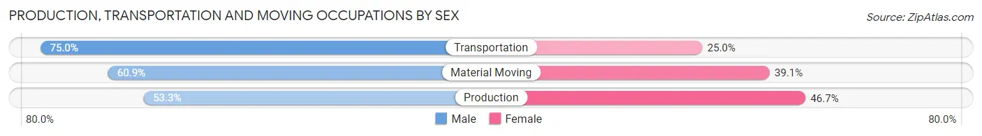 Production, Transportation and Moving Occupations by Sex in Milford Center