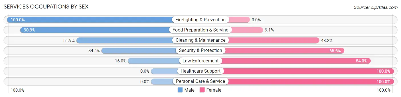 Services Occupations by Sex in Milford Center