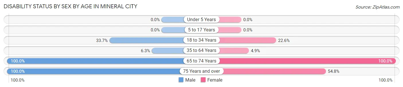 Disability Status by Sex by Age in Mineral City