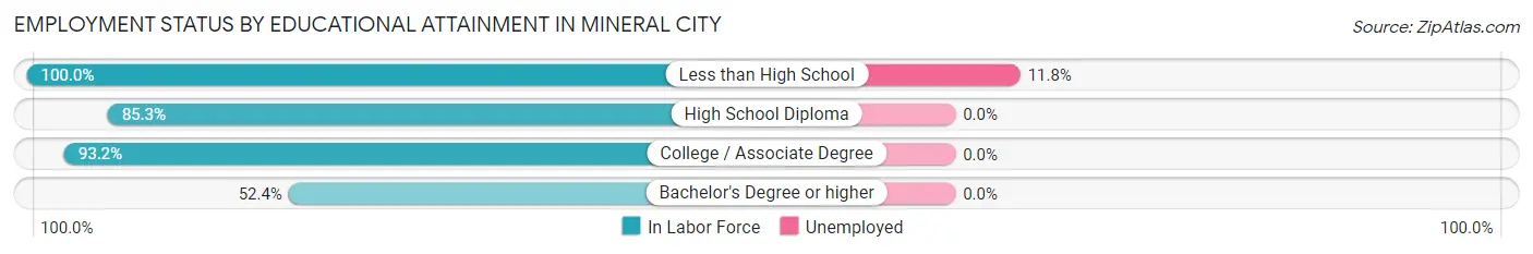 Employment Status by Educational Attainment in Mineral City