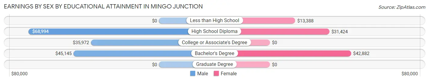 Earnings by Sex by Educational Attainment in Mingo Junction