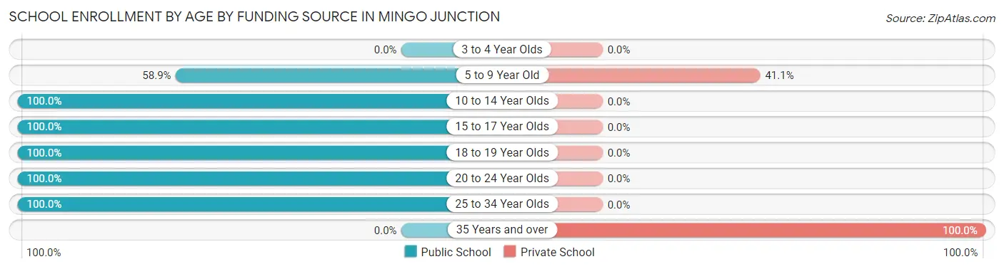 School Enrollment by Age by Funding Source in Mingo Junction
