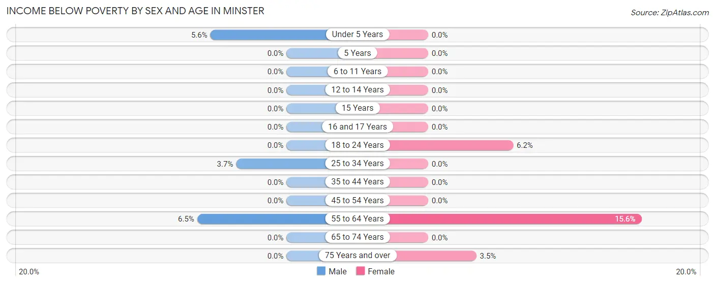 Income Below Poverty by Sex and Age in Minster