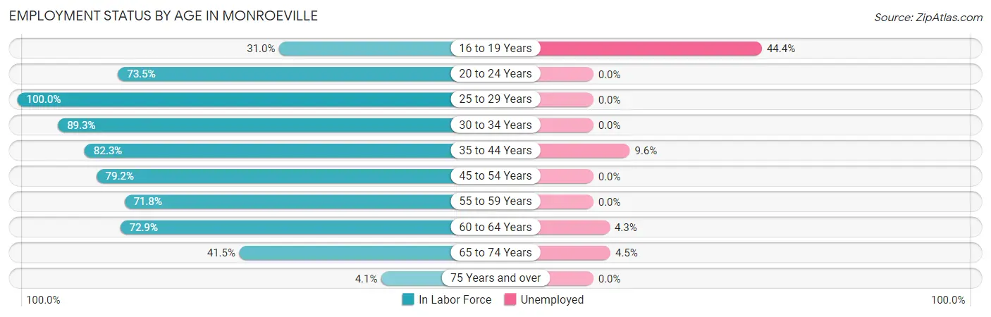 Employment Status by Age in Monroeville