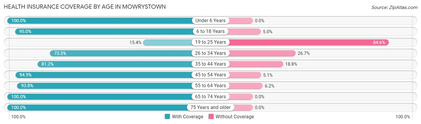 Health Insurance Coverage by Age in Mowrystown