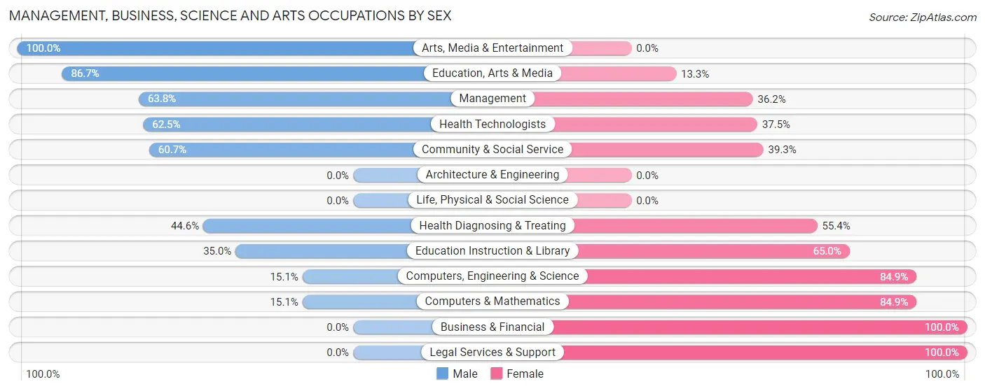 Management, Business, Science and Arts Occupations by Sex in Navarre