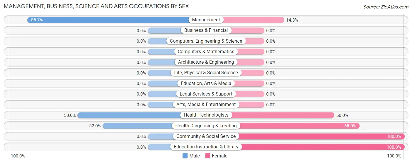 Management, Business, Science and Arts Occupations by Sex in New Athens