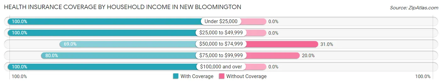Health Insurance Coverage by Household Income in New Bloomington