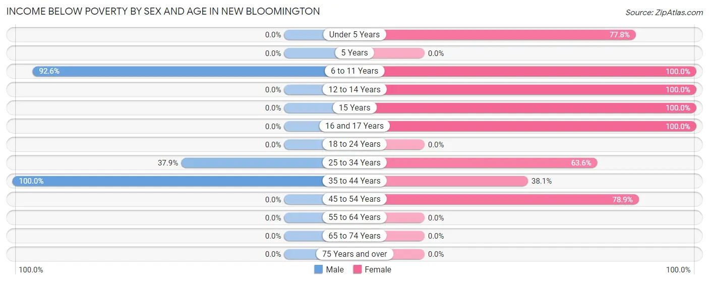 Income Below Poverty by Sex and Age in New Bloomington