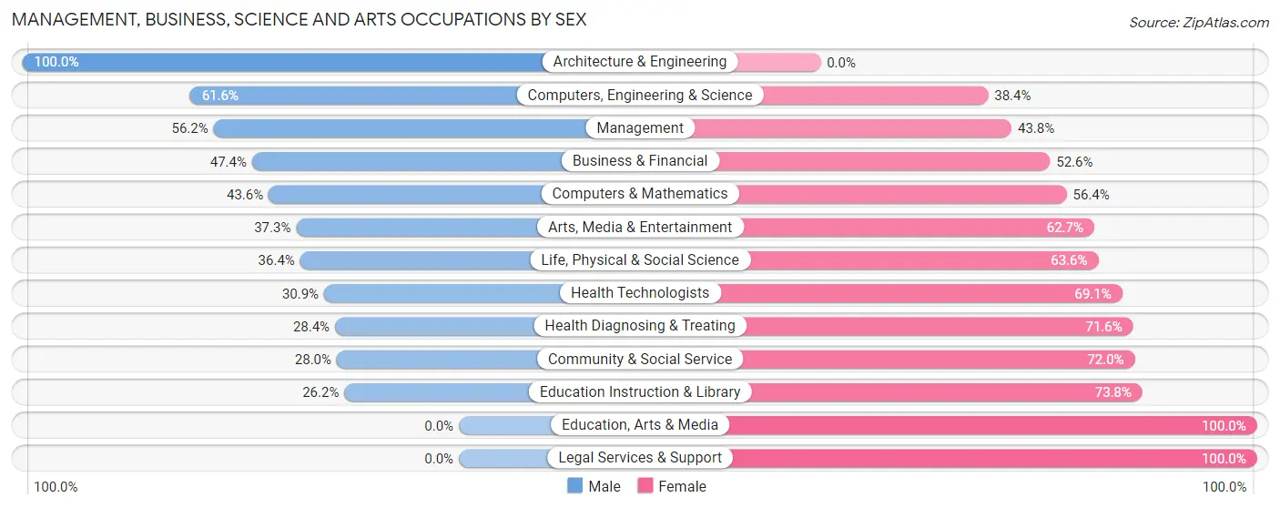 Management, Business, Science and Arts Occupations by Sex in New Bremen