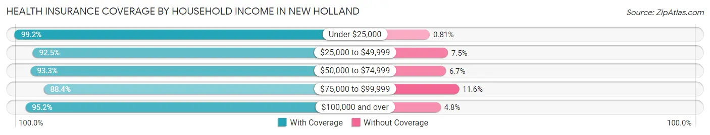 Health Insurance Coverage by Household Income in New Holland