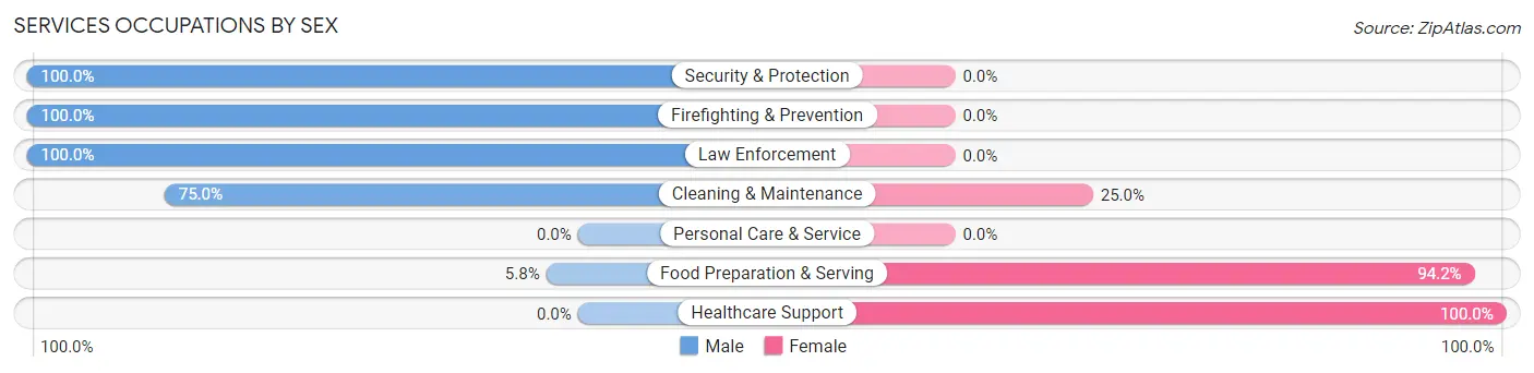 Services Occupations by Sex in New Madison