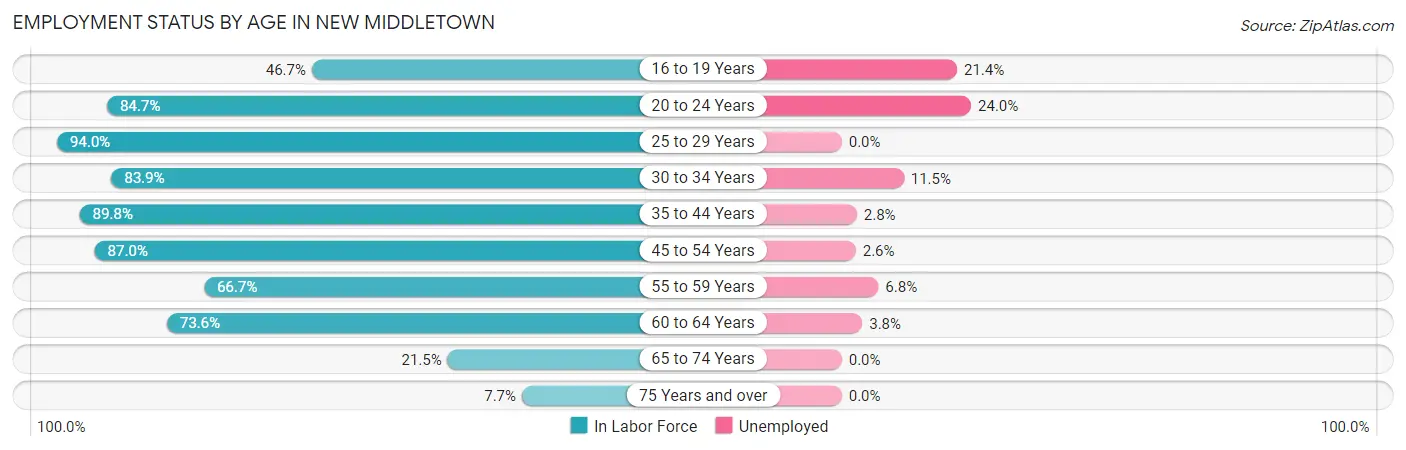 Employment Status by Age in New Middletown