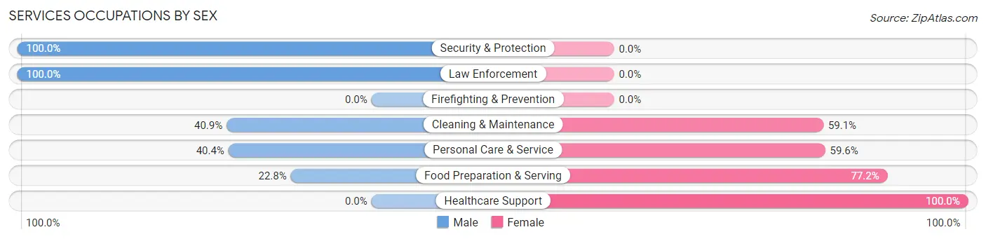 Services Occupations by Sex in North Baltimore