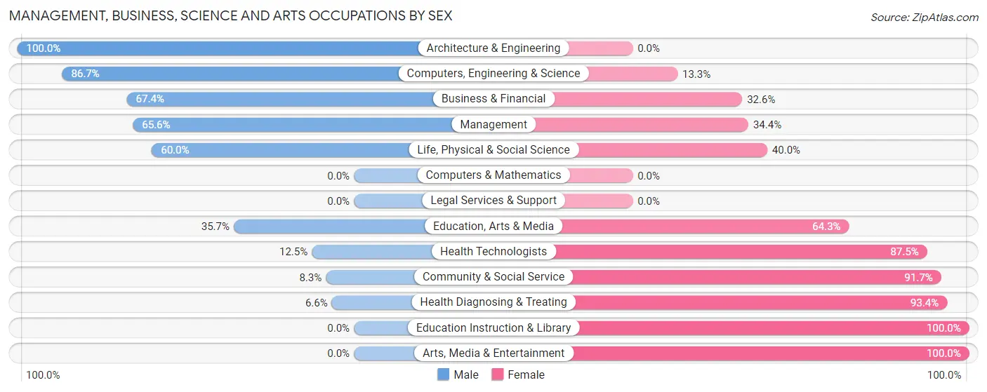 Management, Business, Science and Arts Occupations by Sex in North Lewisburg