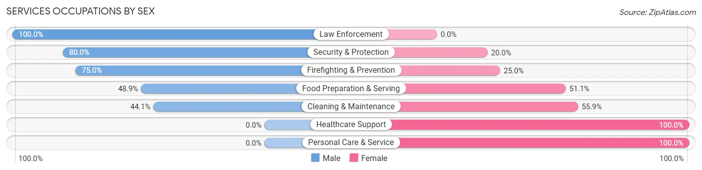 Services Occupations by Sex in North Lewisburg
