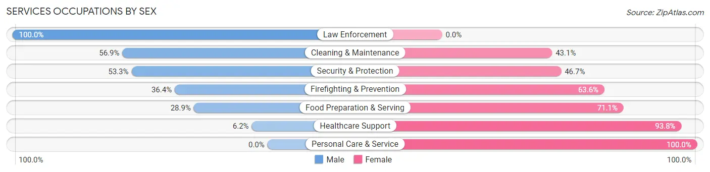 Services Occupations by Sex in Norton