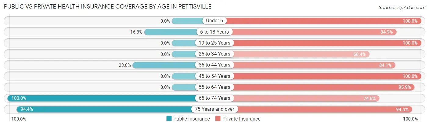 Public vs Private Health Insurance Coverage by Age in Pettisville
