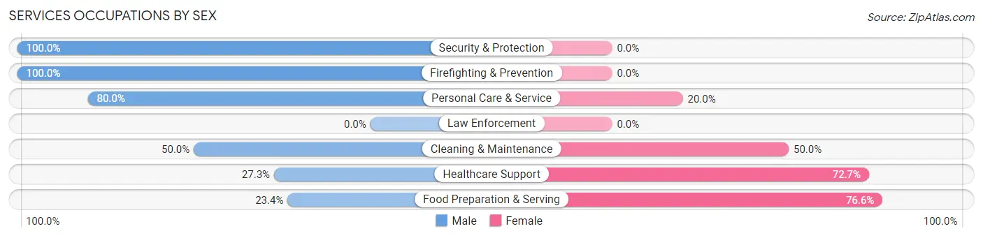 Services Occupations by Sex in Pioneer