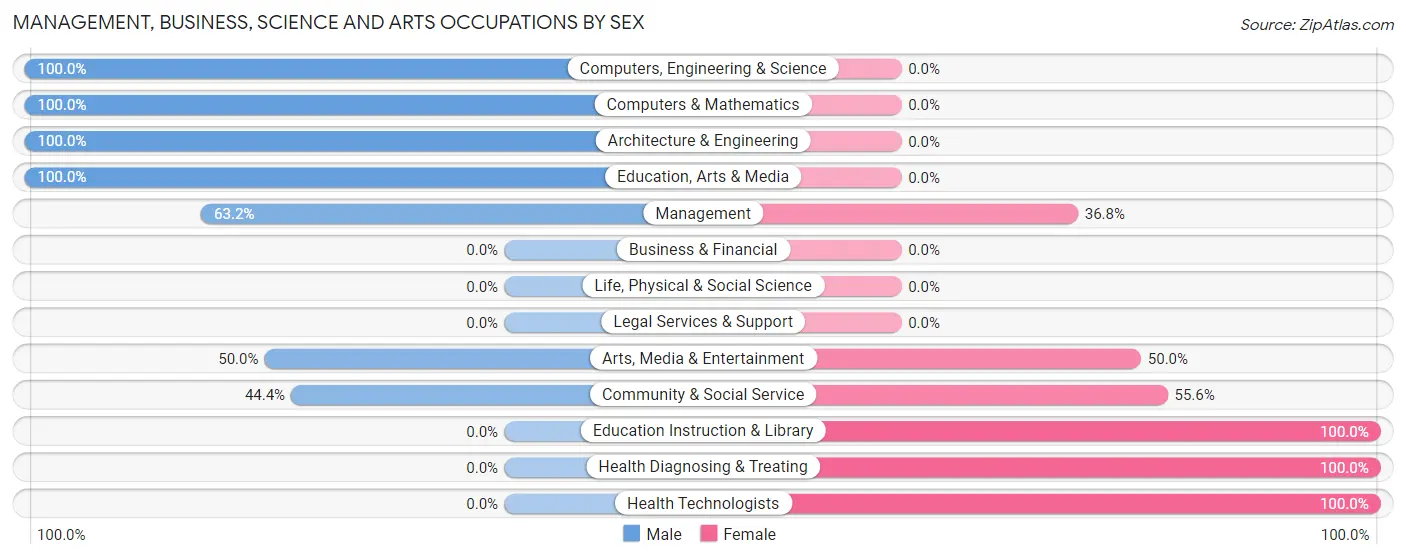 Management, Business, Science and Arts Occupations by Sex in Pitsburg