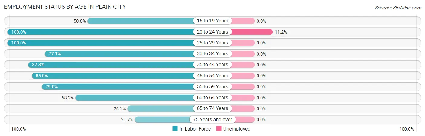 Employment Status by Age in Plain City