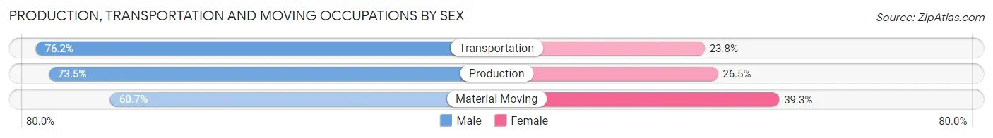 Production, Transportation and Moving Occupations by Sex in Plymouth