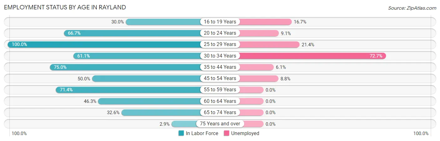 Employment Status by Age in Rayland
