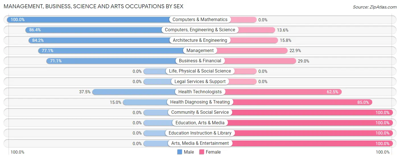 Management, Business, Science and Arts Occupations by Sex in Russia