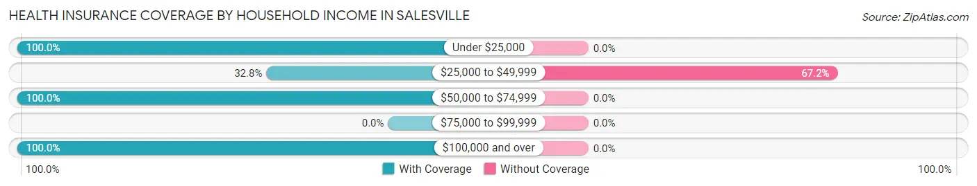 Health Insurance Coverage by Household Income in Salesville