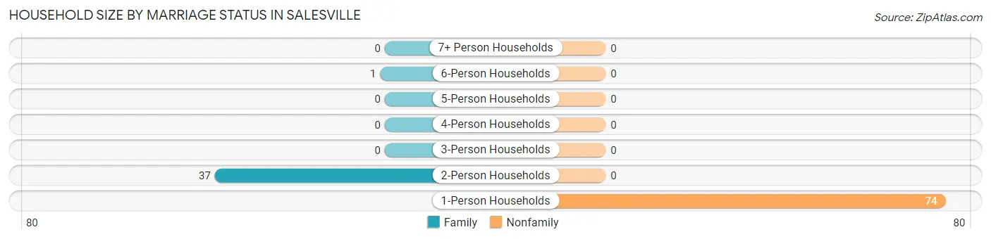 Household Size by Marriage Status in Salesville
