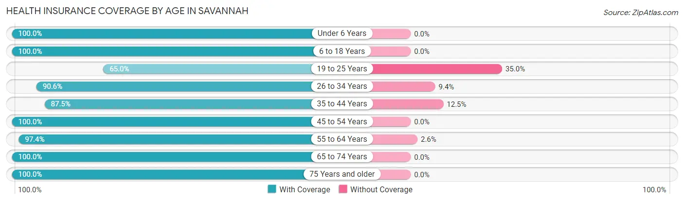 Health Insurance Coverage by Age in Savannah