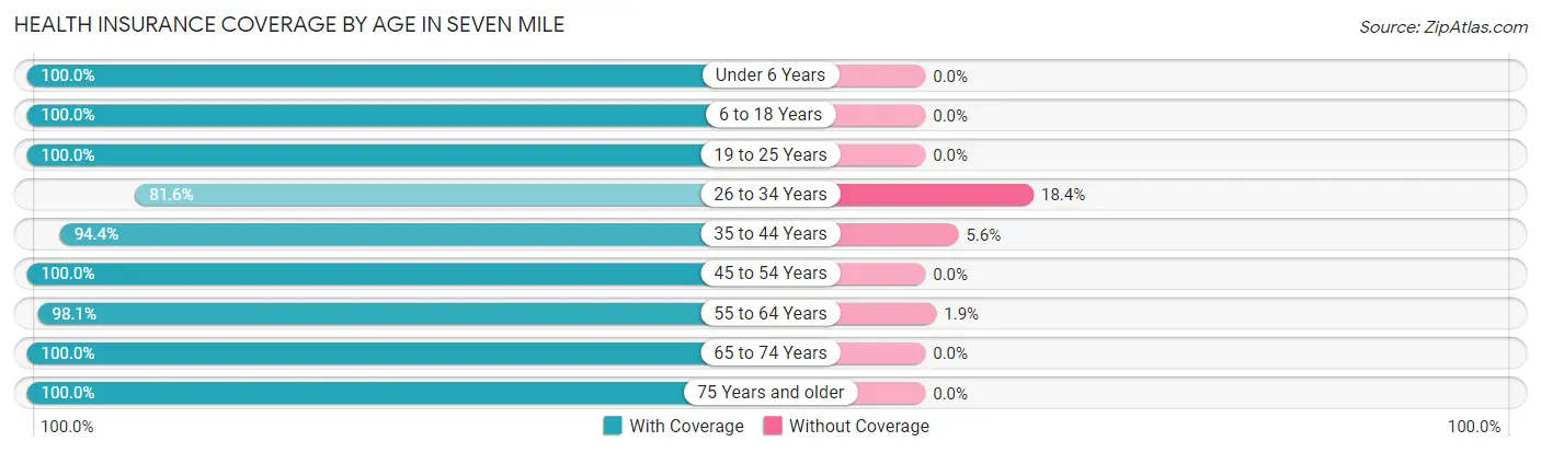 Health Insurance Coverage by Age in Seven Mile