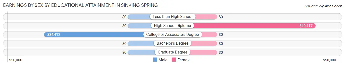 Earnings by Sex by Educational Attainment in Sinking Spring