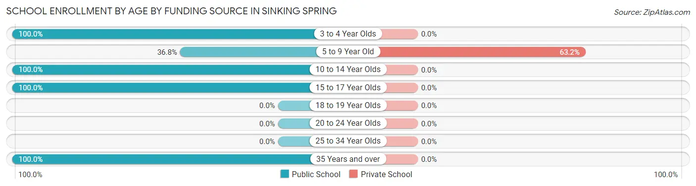 School Enrollment by Age by Funding Source in Sinking Spring