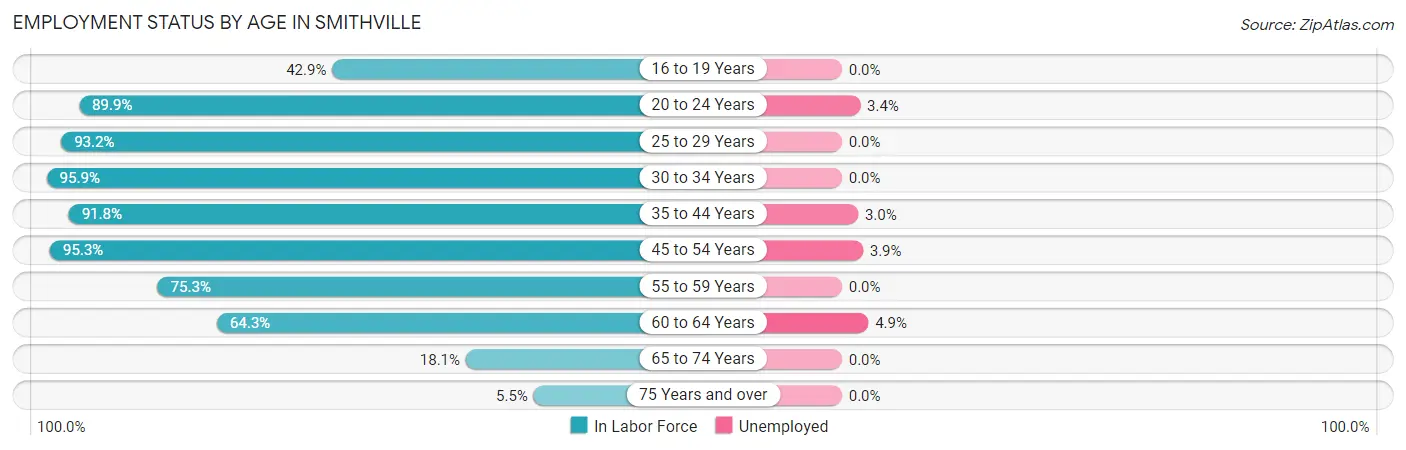 Employment Status by Age in Smithville