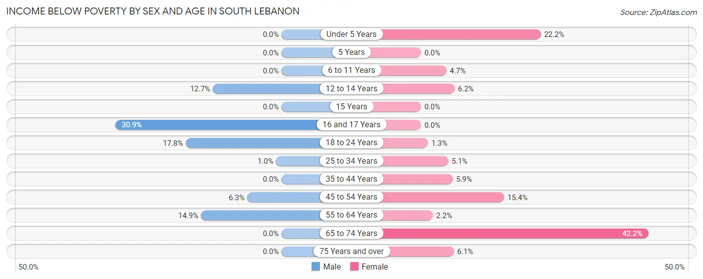 Income Below Poverty by Sex and Age in South Lebanon
