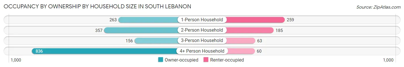 Occupancy by Ownership by Household Size in South Lebanon