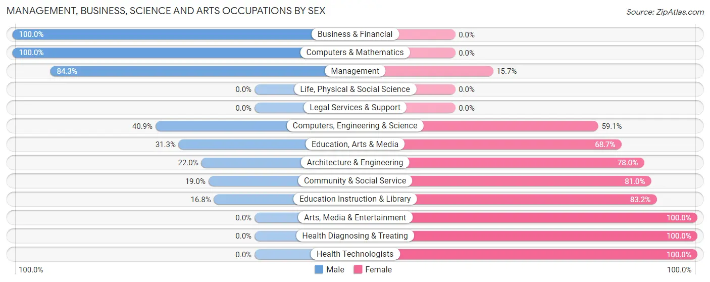 Management, Business, Science and Arts Occupations by Sex in South Point