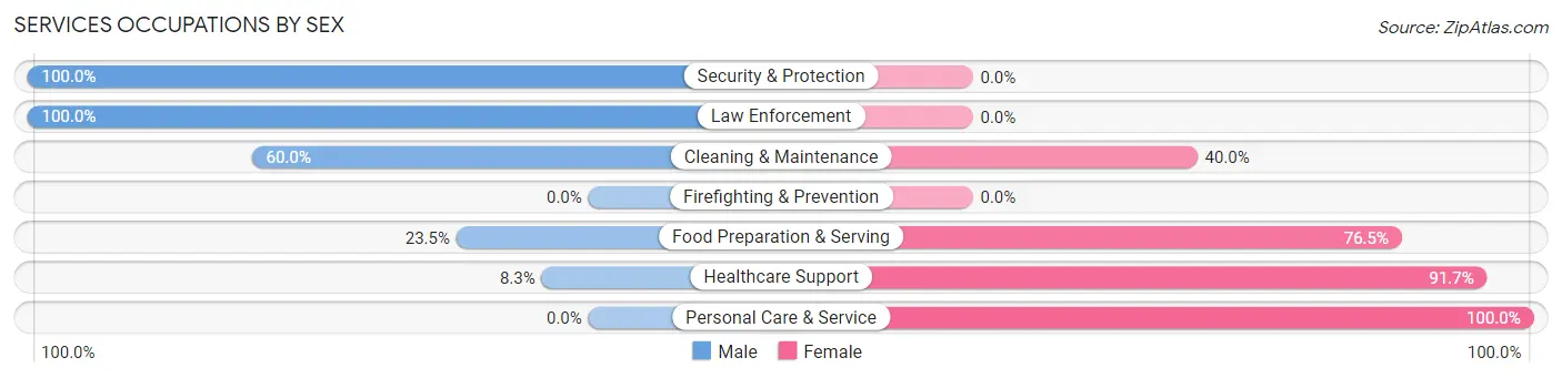 Services Occupations by Sex in South Point