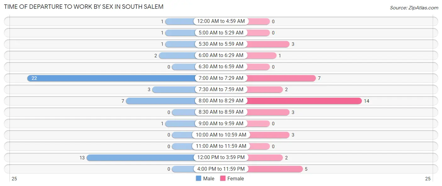 Time of Departure to Work by Sex in South Salem