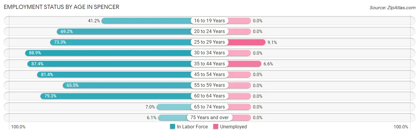Employment Status by Age in Spencer