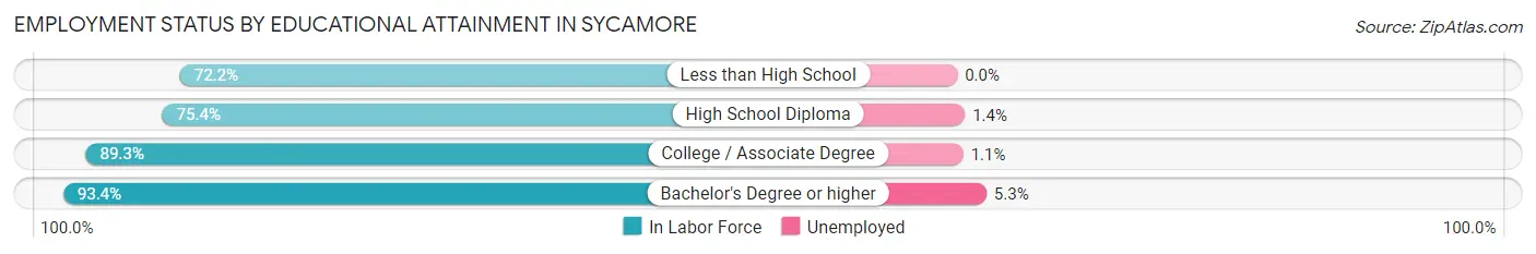 Employment Status by Educational Attainment in Sycamore